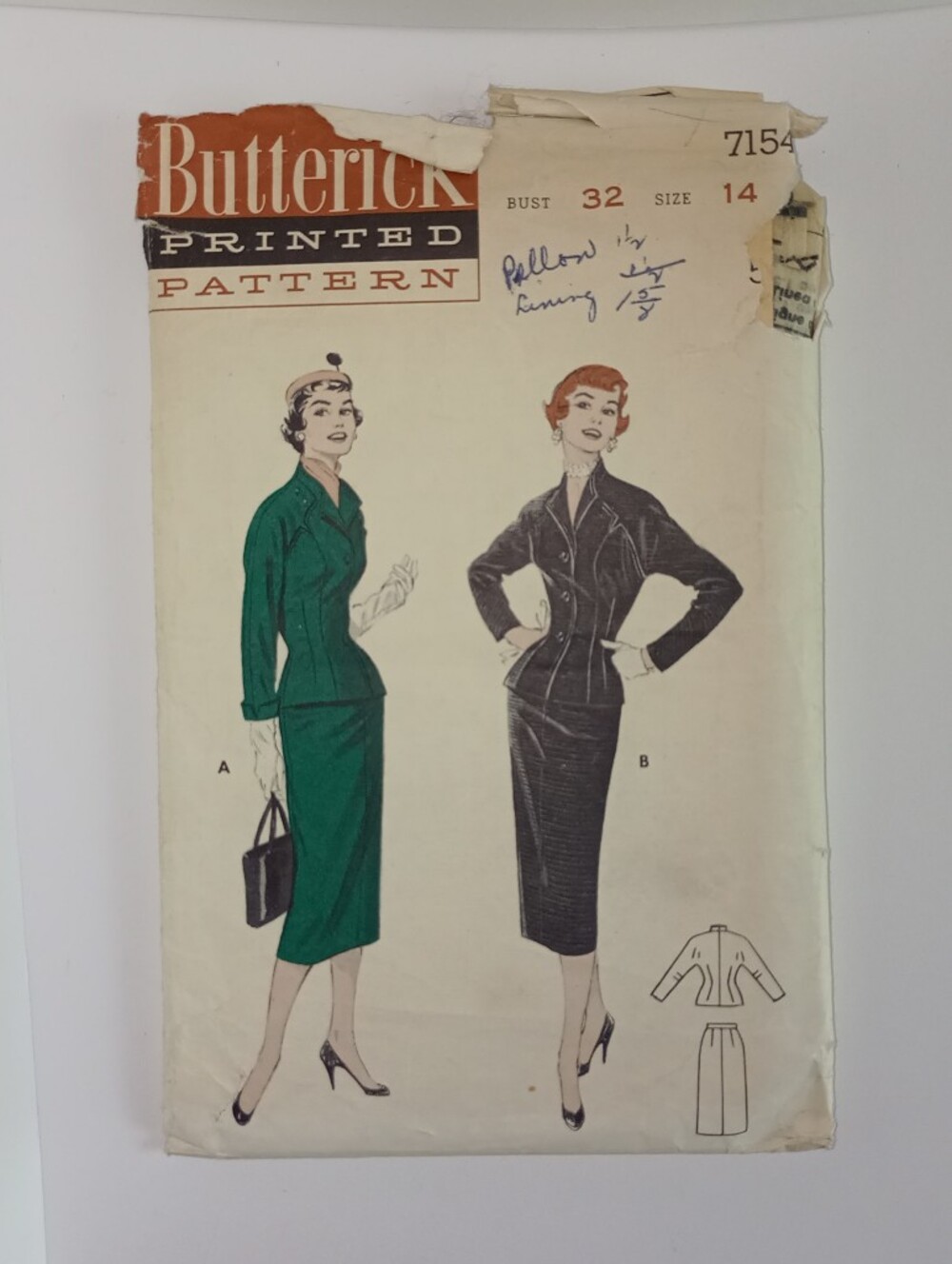 Butterick #7154 Sewing Pattern Size 14 Bust 32